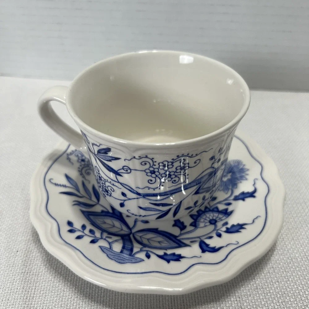 Vintage Oriental Onion Ironstone 4610 Blue Cup and Saucer
